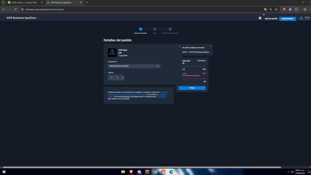 HTC VIVE checkout page showing HTC VIVE discount code box | Screenshot taken by SimplyCodes community member on Jun 22, 2025