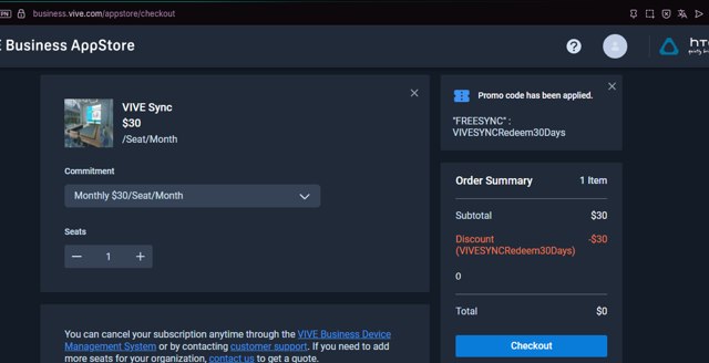HTC VIVE checkout page showing HTC VIVE discount code box | Screenshot taken by SimplyCodes community member on Jul 18, 2025