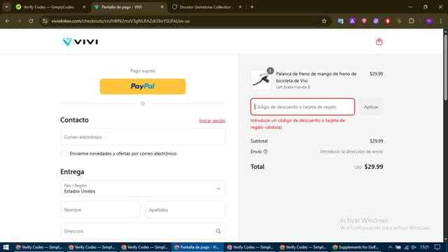 Vivi Ebike checkout page showing Vivi Ebike promo code box | Screenshot taken by SimplyCodes community member on Sep 9, 2025