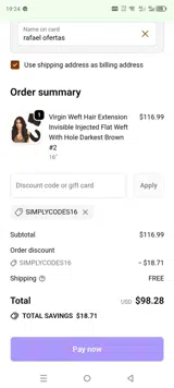 Vivien Beauty coupon verification screenshot
