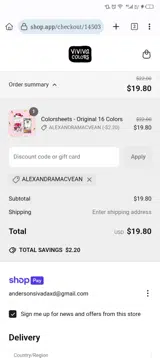 ALEXANDRAMACVEAN coupon verification screenshot
