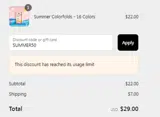 SUMMER50 coupon verification screenshot