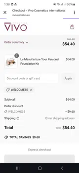 Welcome35 coupon verification screenshot
