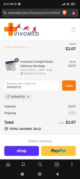 SIGNUP10 coupon verification screenshot