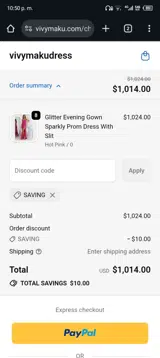 SAVING coupon verification screenshot