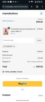 Love10% coupon verification screenshot