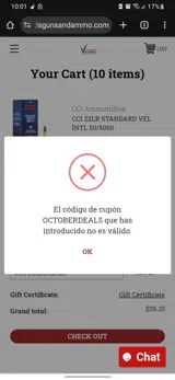 Vizard's Guns and Ammo coupon verification screenshot