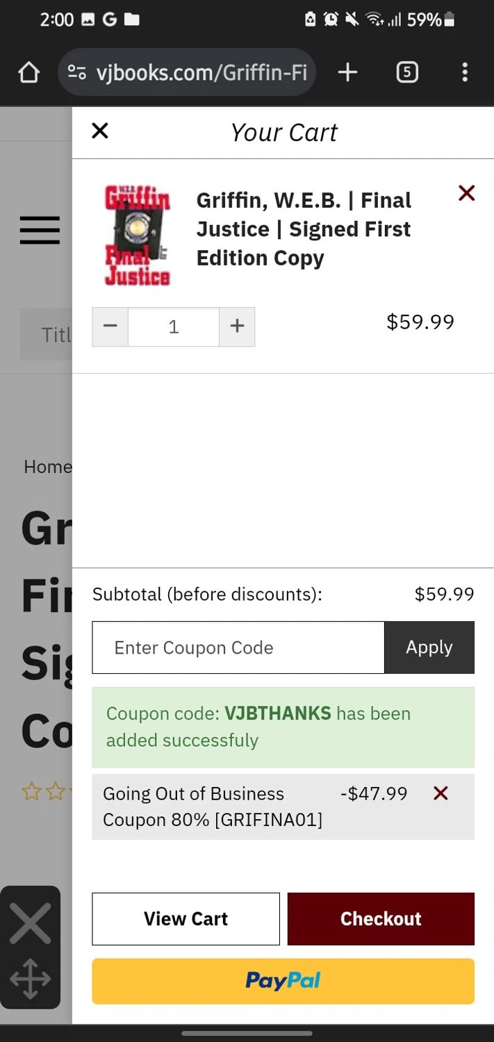 VJ Books checkout page showing VJ Books coupon code box | Screenshot taken by SimplyCodes community member on Dec 1, 2023