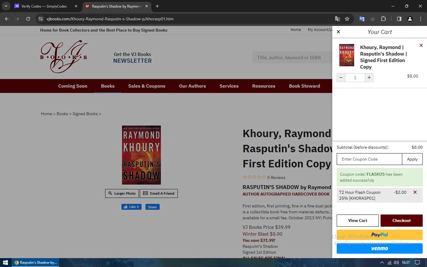 VJ Books checkout page showing VJ Books coupon code box | Screenshot taken by SimplyCodes community member on Feb 23, 2024