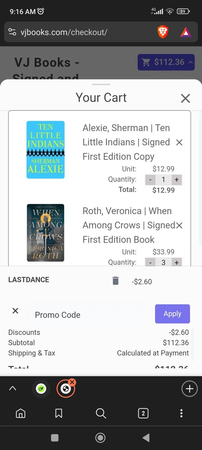 VJ Books checkout page showing VJ Books coupon code box | Screenshot taken by SimplyCodes community member on May 17, 2024