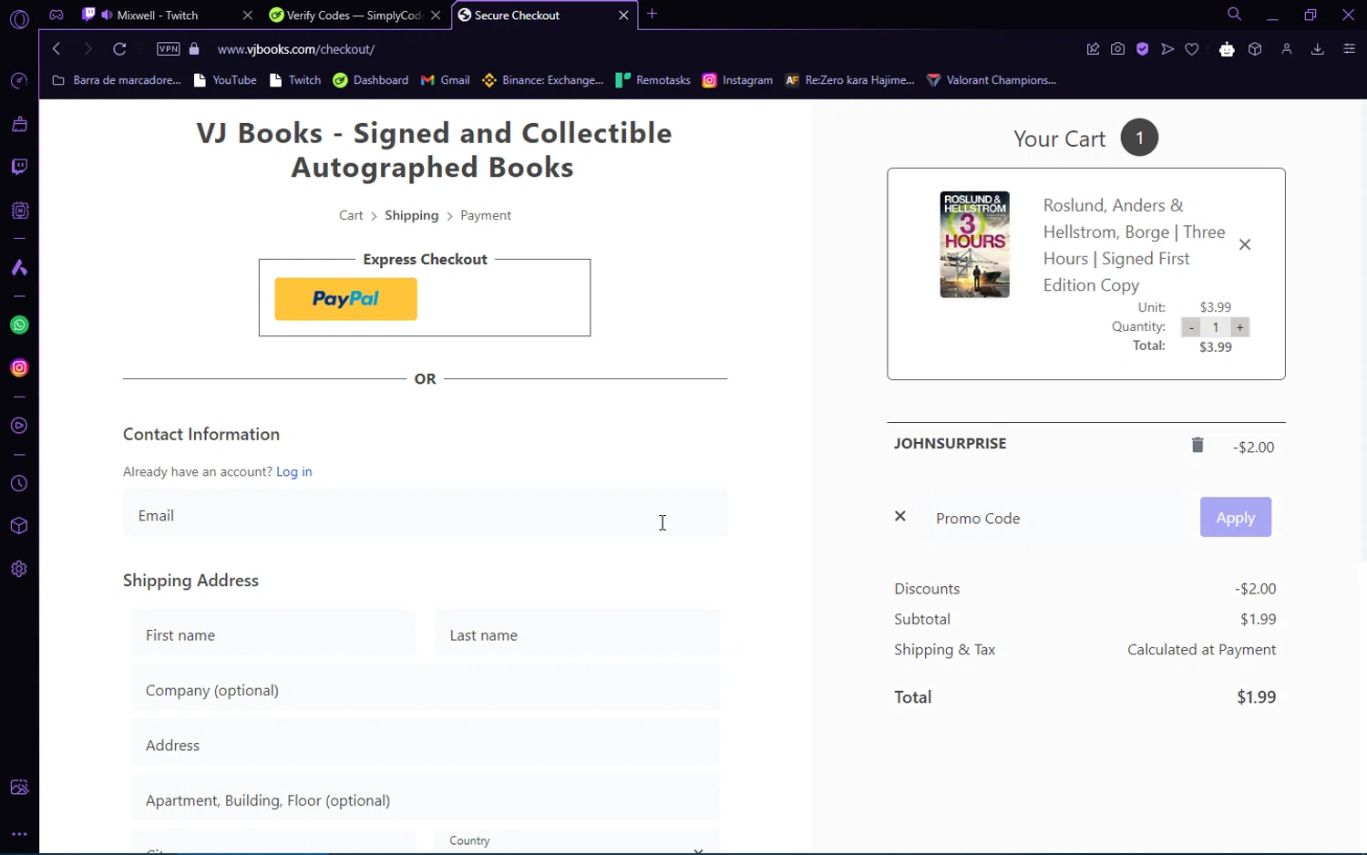 VJ Books checkout page showing VJ Books coupon code box | Screenshot taken by SimplyCodes community member on Aug 17, 2024
