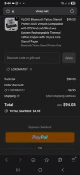 LOXOMAT07 coupon verification screenshot