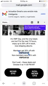 VMP Performance coupon verification screenshot