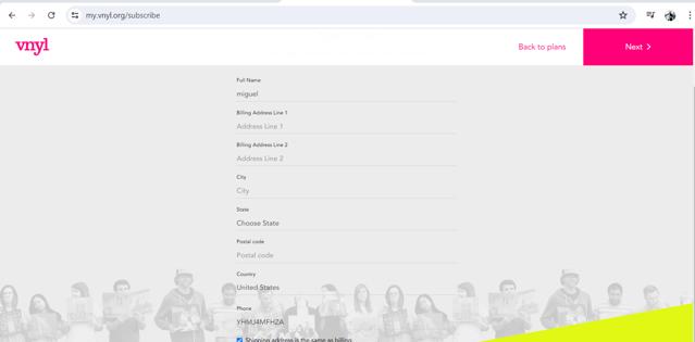 VNYL checkout page showing VNYL promo code box | Screenshot taken by SimplyCodes community member on Jul 8, 2024
