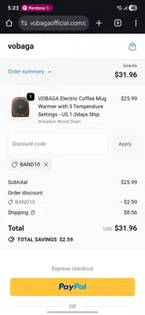 BAND10 coupon verification screenshot