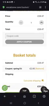 Spring10 coupon verification screenshot