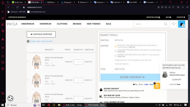 Vocla checkout page showing Vocla discount code box | Screenshot taken by SimplyCodes community member on Nov 5, 2024