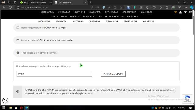 Vocla checkout page showing Vocla discount code box | Screenshot taken by SimplyCodes community member on May 9, 2024