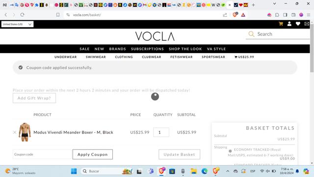 Vocla checkout page showing Vocla discount code box | Screenshot taken by SimplyCodes community member on Apr 10, 2024