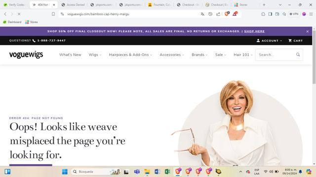 Vogue Wigs checkout page showing Vogue Wigs discount code box | Screenshot taken by SimplyCodes community member on Sep 14, 2024