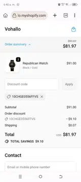 10CHGE0556FFVS coupon verification screenshot