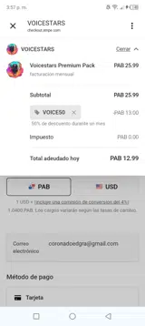 voice50 coupon verification screenshot