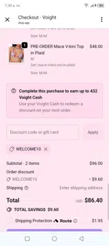 Voight coupon verification screenshot