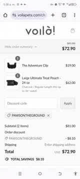 Voilà Pets coupon verification screenshot