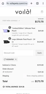 Voilà Pets coupon verification screenshot