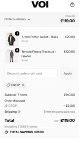 DROP coupon verification screenshot