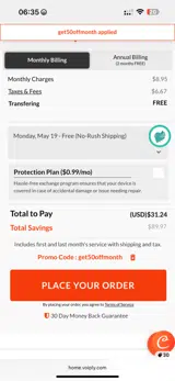 VoiPLy coupon verification screenshot