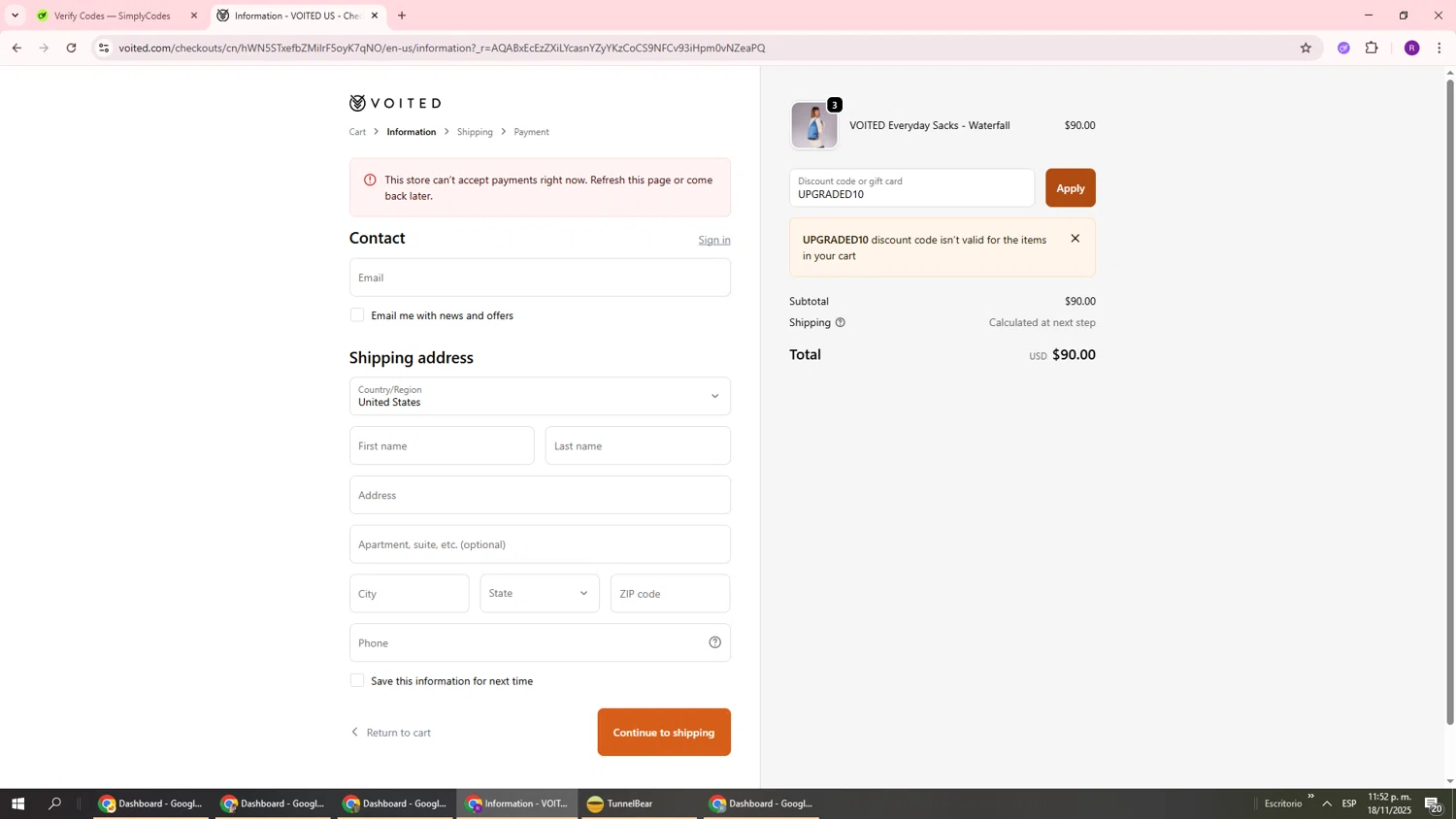 Voited discount code screenshot showing code UPGRADED10 applied at Voited checkout page. Uploaded by SimplyCodes community member ukemochi on Nov 19, 2025