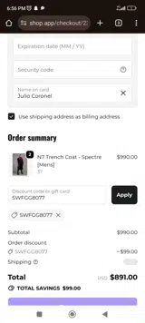 SWFGG8077 coupon verification screenshot