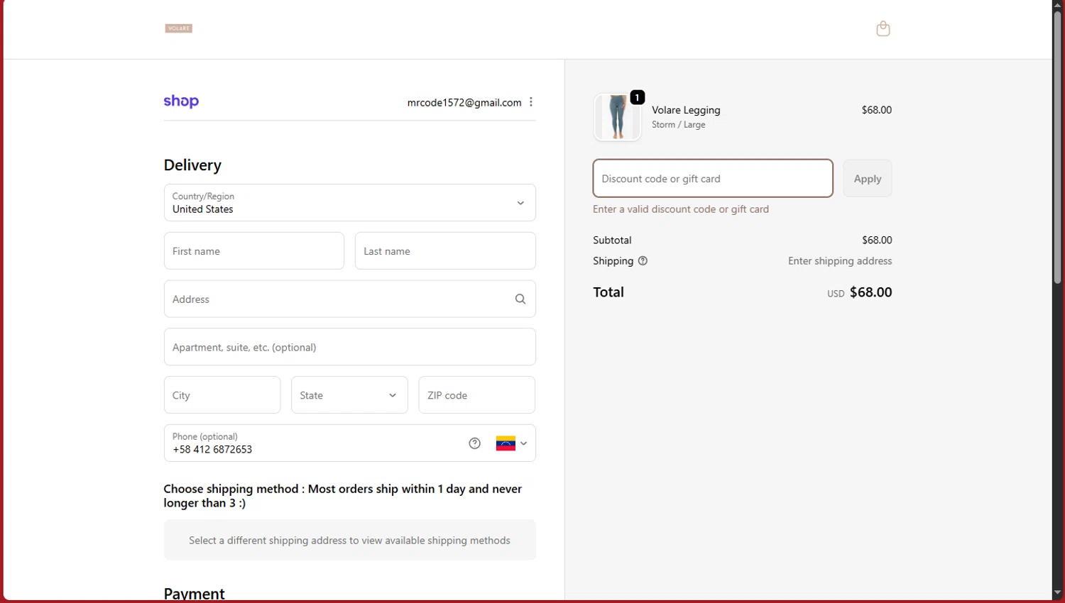 Volare Fitness promo code screenshot showing code BF50 applied at Volare Fitness checkout page. Uploaded by SimplyCodes community member tokiio on Dec 6, 2025