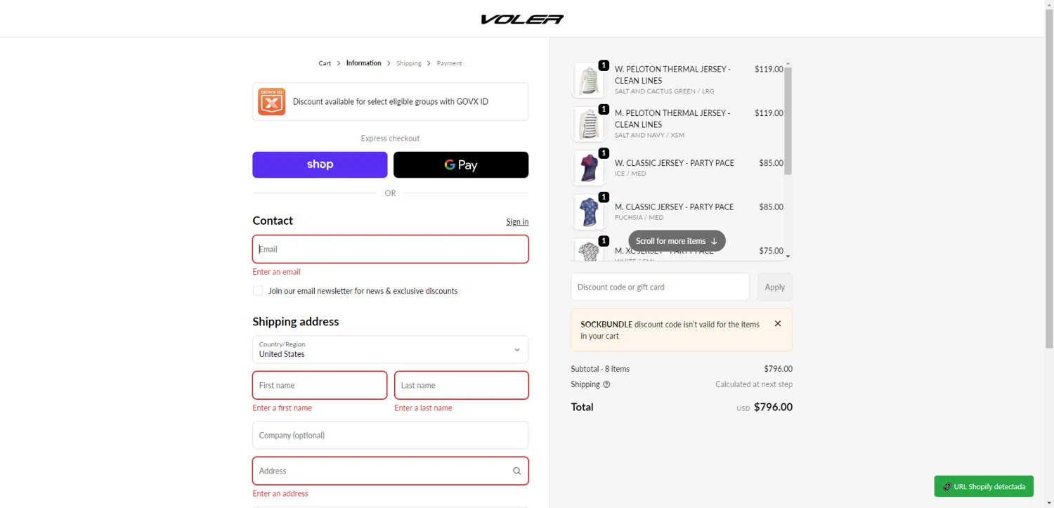 Voler promo code screenshot showing code SOCKBUNDLE applied at Voler checkout page. Uploaded by SimplyCodes community member CodeGuardian5312 on Dec 17, 2025