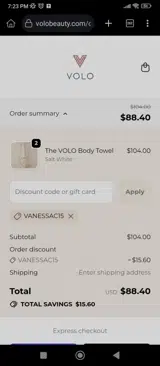 vanessaC15 coupon verification screenshot