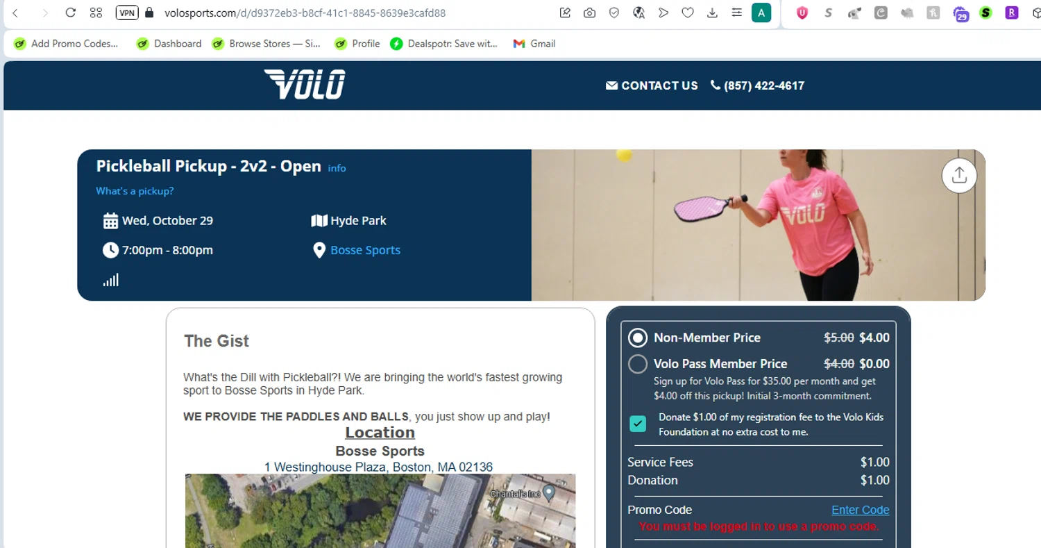 Volo Sports promo code screenshot showing code PICKUPTIME applied at Volo Sports checkout page. Uploaded by SimplyCodes community member ______________________________ on Oct 23, 2025