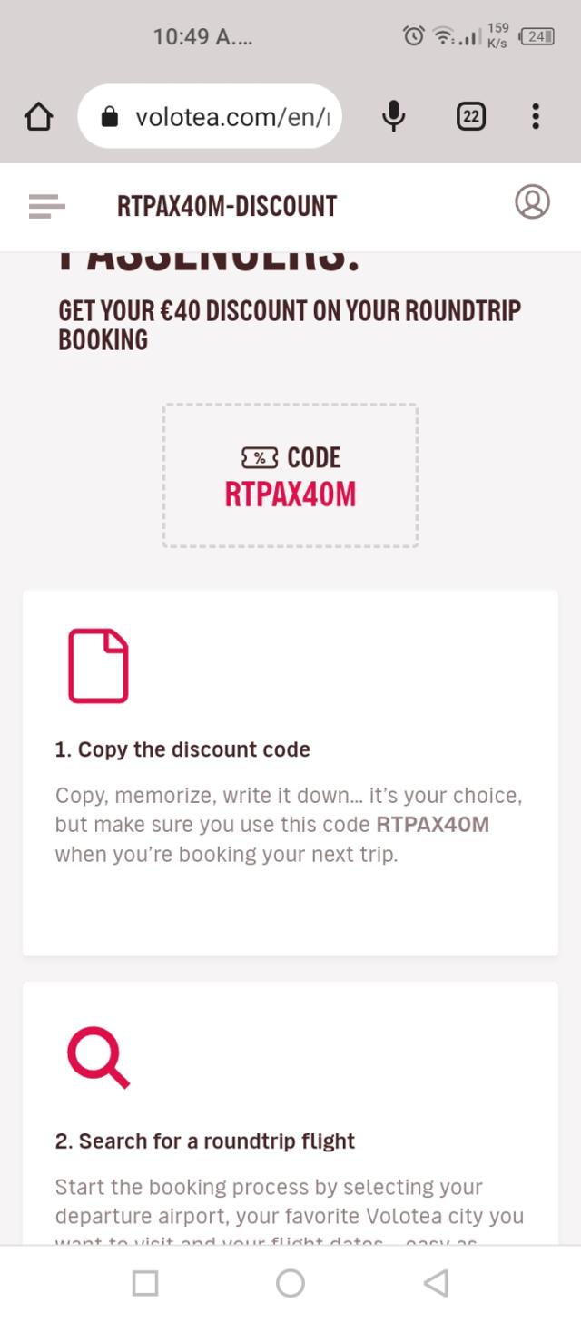 Volotea checkout page showing Volotea discount code box | Screenshot taken by SimplyCodes community member on May 3, 2023