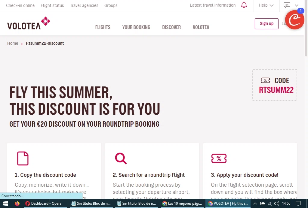 where to use Volotea promo code box