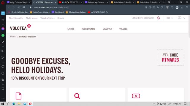 Volotea checkout page showing Volotea discount code box | Screenshot taken by SimplyCodes community member on Mar 20, 2023