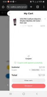 VOLTRX coupon verification screenshot