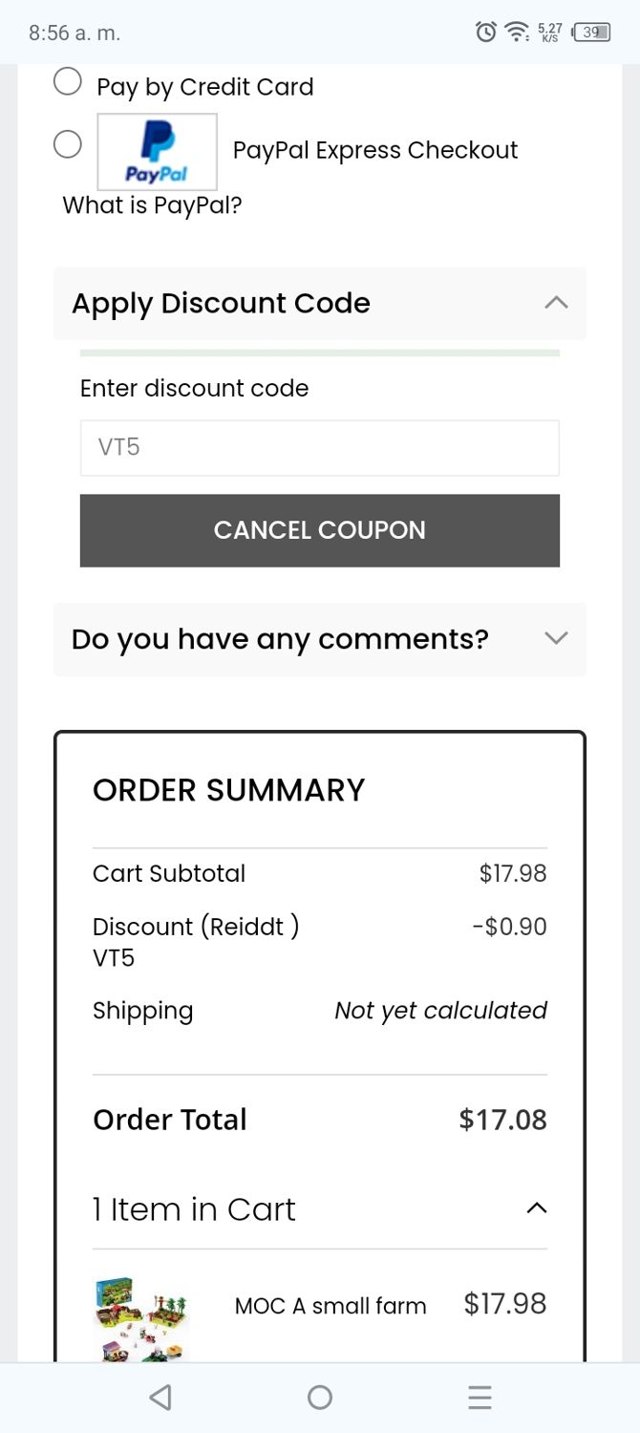 Vonado checkout page showing Vonado coupon code box | Screenshot taken by SimplyCodes community member on Jan 12, 2024