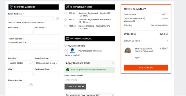 Vonado checkout page showing Vonado coupon code box | Screenshot taken by SimplyCodes community member on Mar 11, 2025