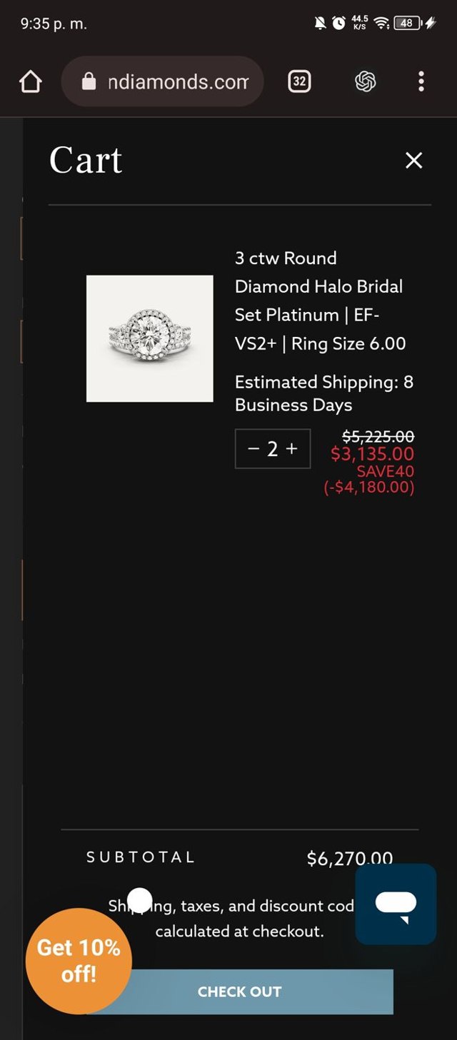 Von Diamonds checkout page showing Von Diamonds coupon code box | Screenshot taken by SimplyCodes community member on Dec 27, 2024
