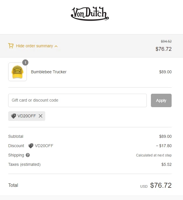 Von Dutch Discount Codes 15 Off September 2024