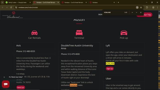 Vonlane checkout page showing Vonlane promo code box | Screenshot taken by SimplyCodes community member on Apr 28, 2025