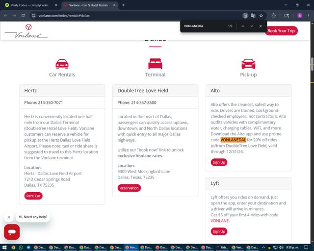 Vonlane checkout page showing Vonlane promo code box | Screenshot taken by SimplyCodes community member on Aug 30, 2025