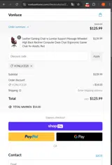 Vonluce28 coupon verification screenshot