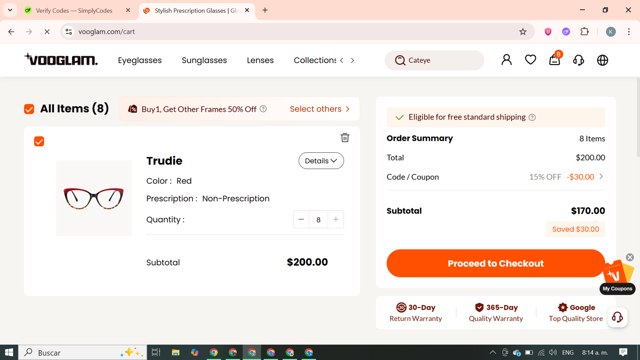 Vooglam checkout page showing Vooglam coupon code box | Screenshot taken by SimplyCodes community member on Sep 5, 2025