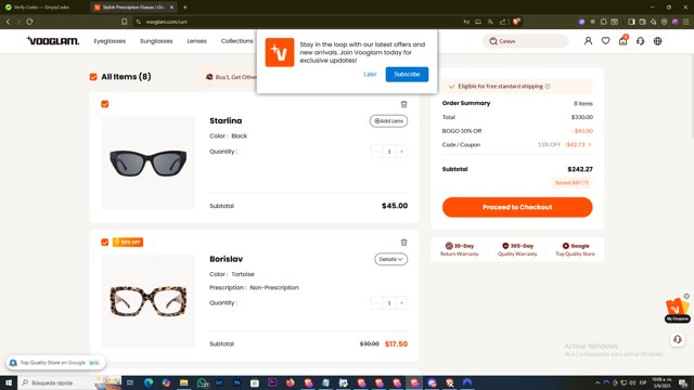 Vooglam checkout page showing Vooglam coupon code box | Screenshot taken by SimplyCodes community member on Sep 5, 2025